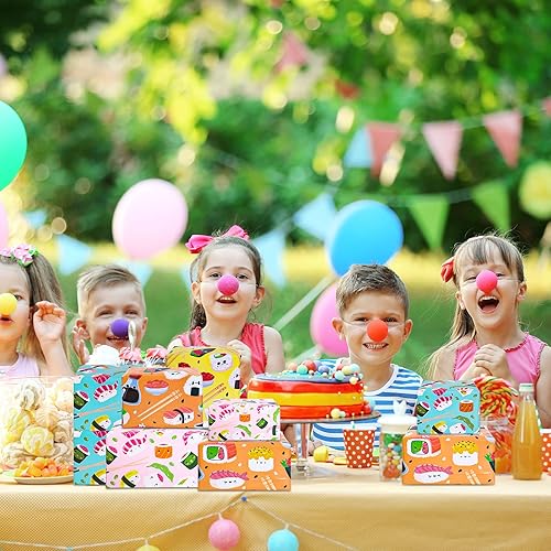 Miniatura 7 de Whaline 12 hojas de papel de regalo de caras de sushi a granel de 19.7 x 27.6 pulgadas, lindo sushi a la moda, divertido papel de arte plegado plano