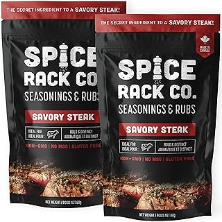 Montreal Steak Seasoning And Rubs - Spice Rack Co Savory Steak Rub Seasoning Beef Rub, No MSG, Non-GMO, Gluten-Free Meat Seasoning, Bbq Rubs And Spices For Smoking, Grilling, Frying, Roasting (2 Pack)