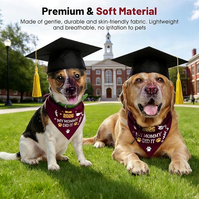 Set de 6 Piezas de Disfraz de Graduación para Perro con Gorro y Bandana 2026 miniatura 6