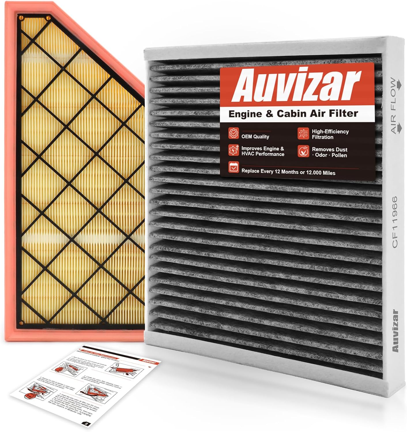 Engine & Cabin Air Filter Kit for Traverse (2018–2025), Blazer (2019–2025), Acadia (2017–2025), Enclave (2018–2025), XT5 (2017–2025), XT6 (2020–2025), Replace 23321606, CA12166, CF11966