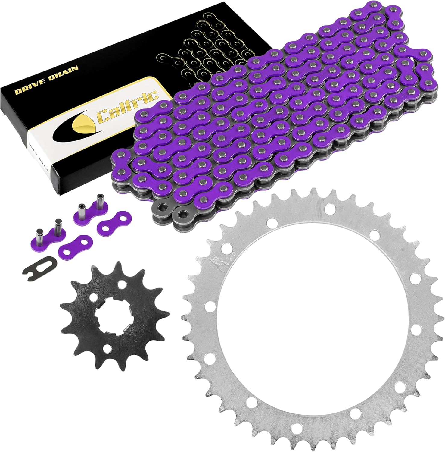 Caltric Drive Chain and Sprockets Kit Compatible with Yamaha Warrior 350 YFM350X 1989 1990 1991-2004