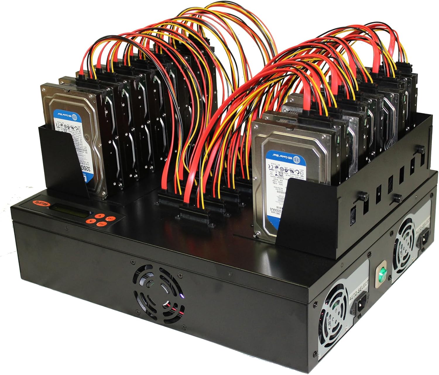 1 to 15 Flatbed SATA HDD/SSD Duplicator - 36GB/Min - Standalone Copier & Eraser/Sanitizer for Multiple 3.5" & 2.5" Hard Disk & Solid State Drives - Speeds up to 600MB/Sec (SYS15-SSD-SATA3)