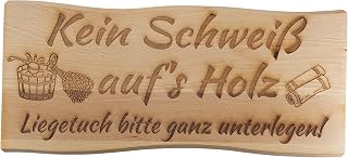 Generisch Sauna Schild Holz Buche Massiv 38 x 17 cm Kelo Deko Holzschild (Kein Schweiß aufs Holz)