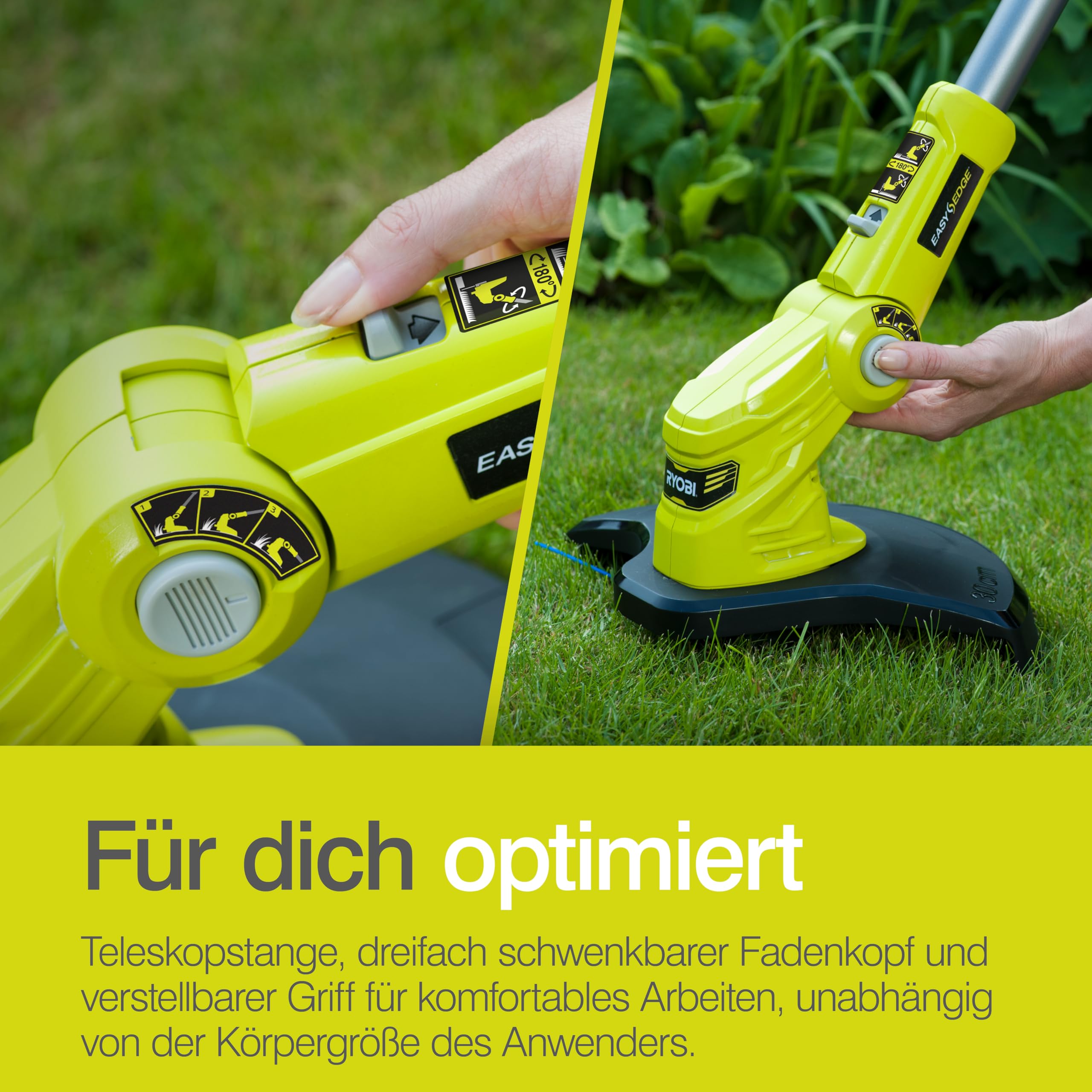 RYOBI 18 V ONE+ Akku-Rasentrimmer OLT1832, 25-30 cm Schnittbreite