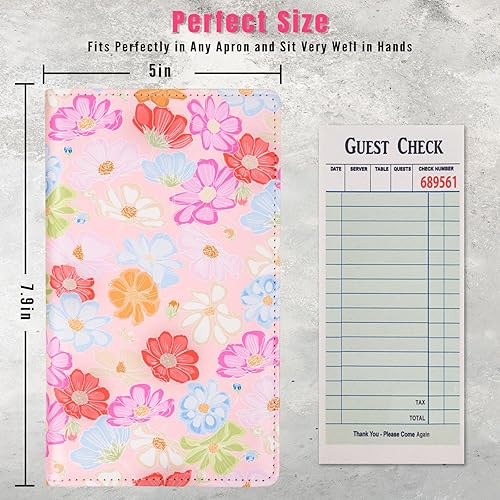 Miniatura 3 de Libros de mesero para camarera, organizador con bolsillo con cremallera, lindo libro de servidor, billetera de cuero para camarero, cartera de