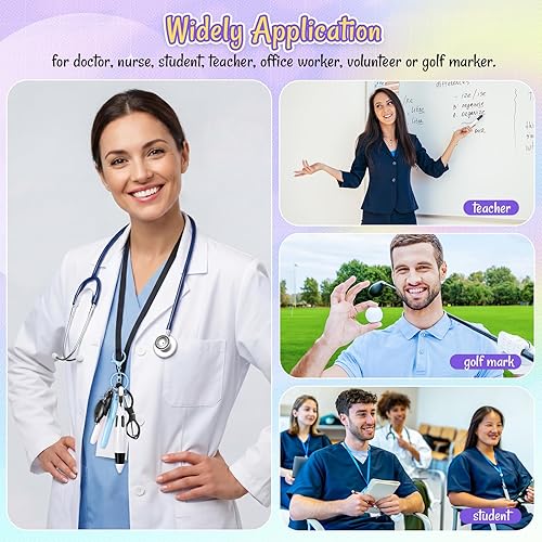 Vista 7 de Glenmal Juego de 72 mini rotuladores para enfermeras con mini tijeras, resaltador, bolígrafo de neón retráctil, llavero, clip, linterna, llavero