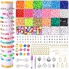 DIYDEC 2460 Pcs Clay Beads Kit, 18 Colors Flat Round Clay Beads Bracelet Making Kit, Heishi Clay Spacer Beads with Heart Letter Polymer Clay Beads for Jewelry Making Necklace Earring DIY Craft