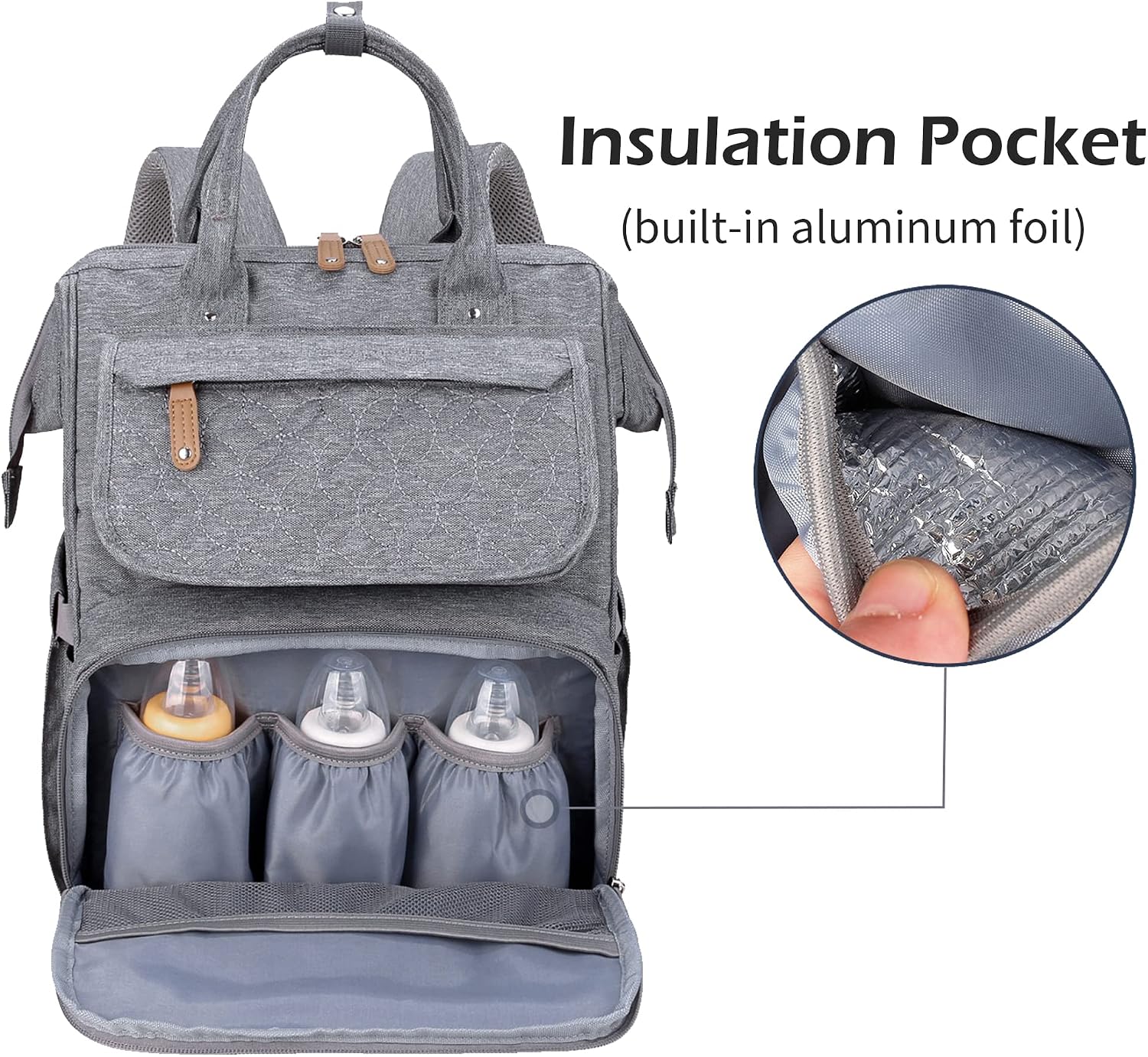 Diaper Backpack, Multifunction Baby Nappy Bags, Travel Mommy Bag Waterproof Large Capacity (Gray)