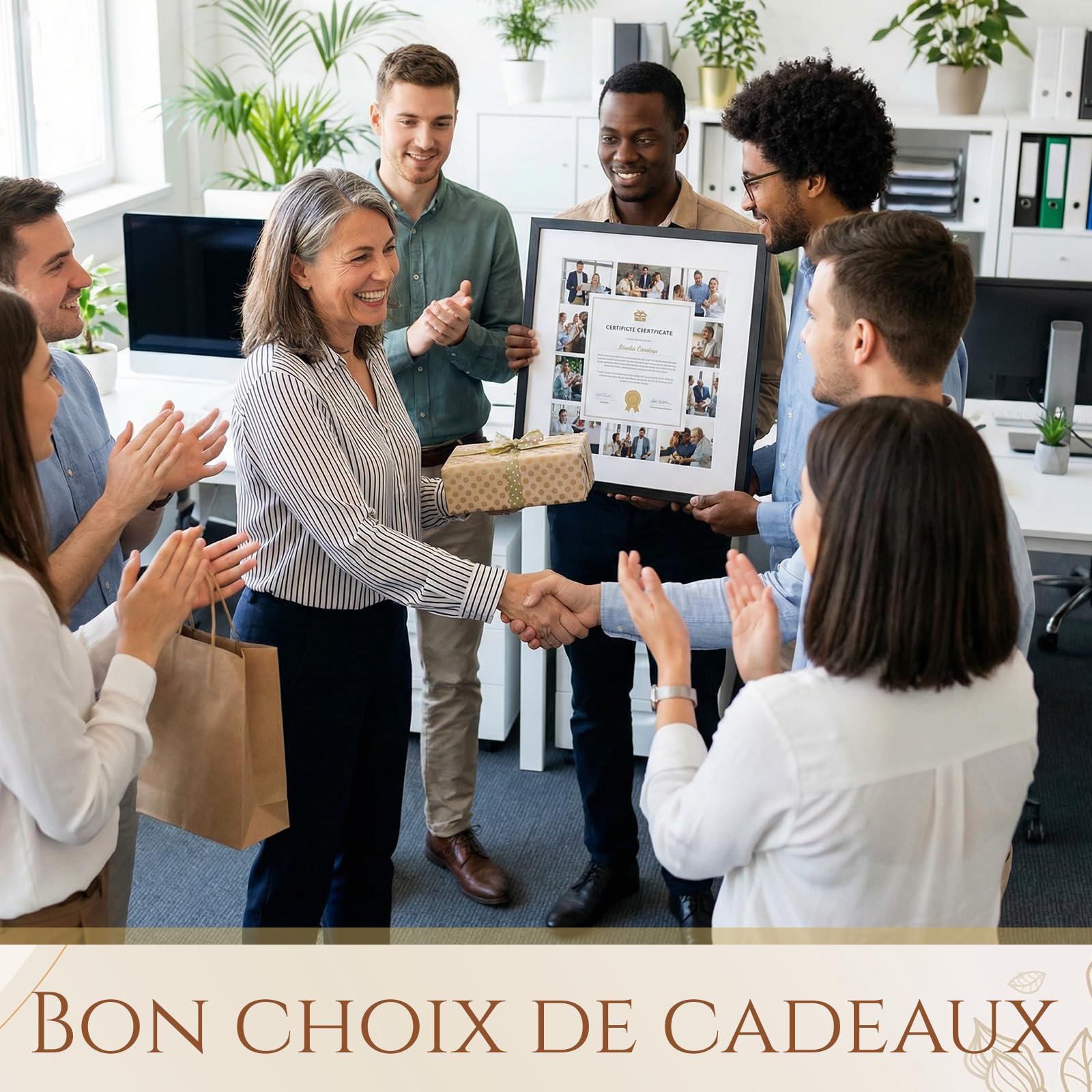 Cadeau Retraite Femme Sac à Main Tote Bag Trousse à Maquillage Pochette Cosmétique Porte-Clés Enveloppe avec Fleur