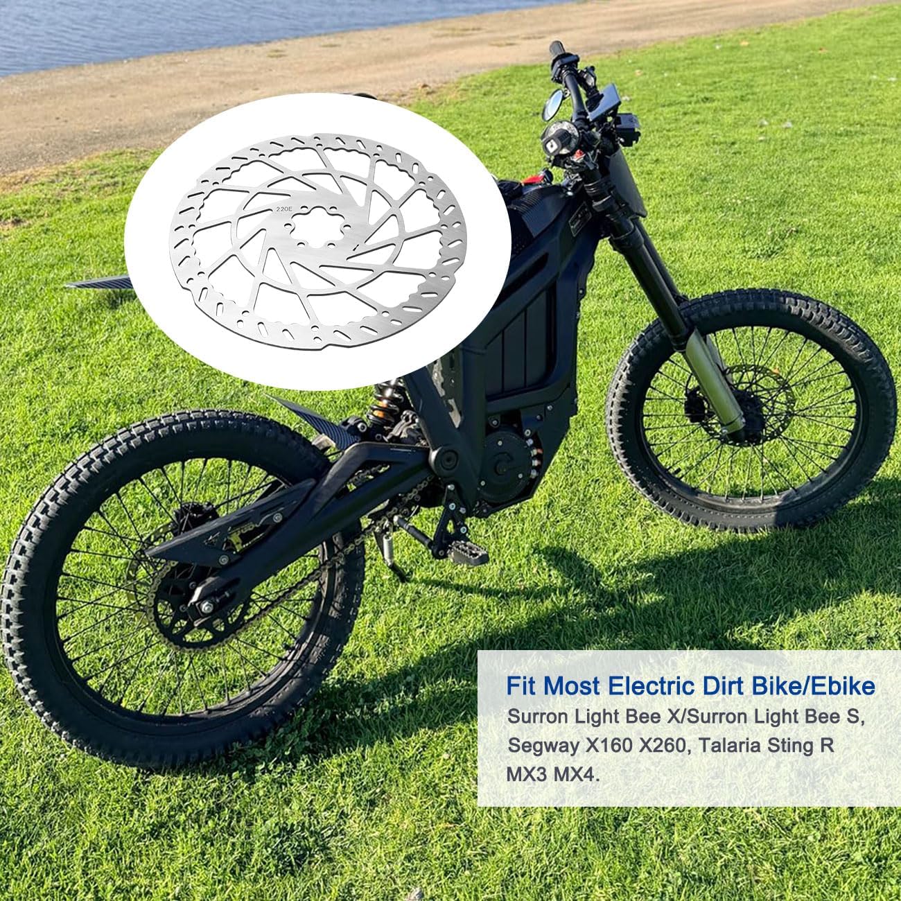 220 44mm Front Brake Disc Rotor for Talaria Sting Off Road TL2500 TL3000 TL4000 TL45 TL50 X3 MX for Surron LBX Segway X260/X160 Thickened Stainless Steel Rotors