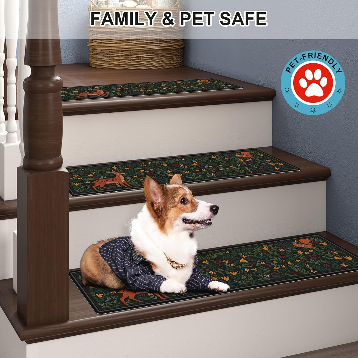 SALLOUS Outdoor Stair Treads 8” x 30” - 15-Pack Non Slip Stair Grip Tape for Wooden & Concrete Steps, Weatherproof High Traction Stair Strips for Stairs, 80-Grit Adhesive Step Treads (Dark Green)