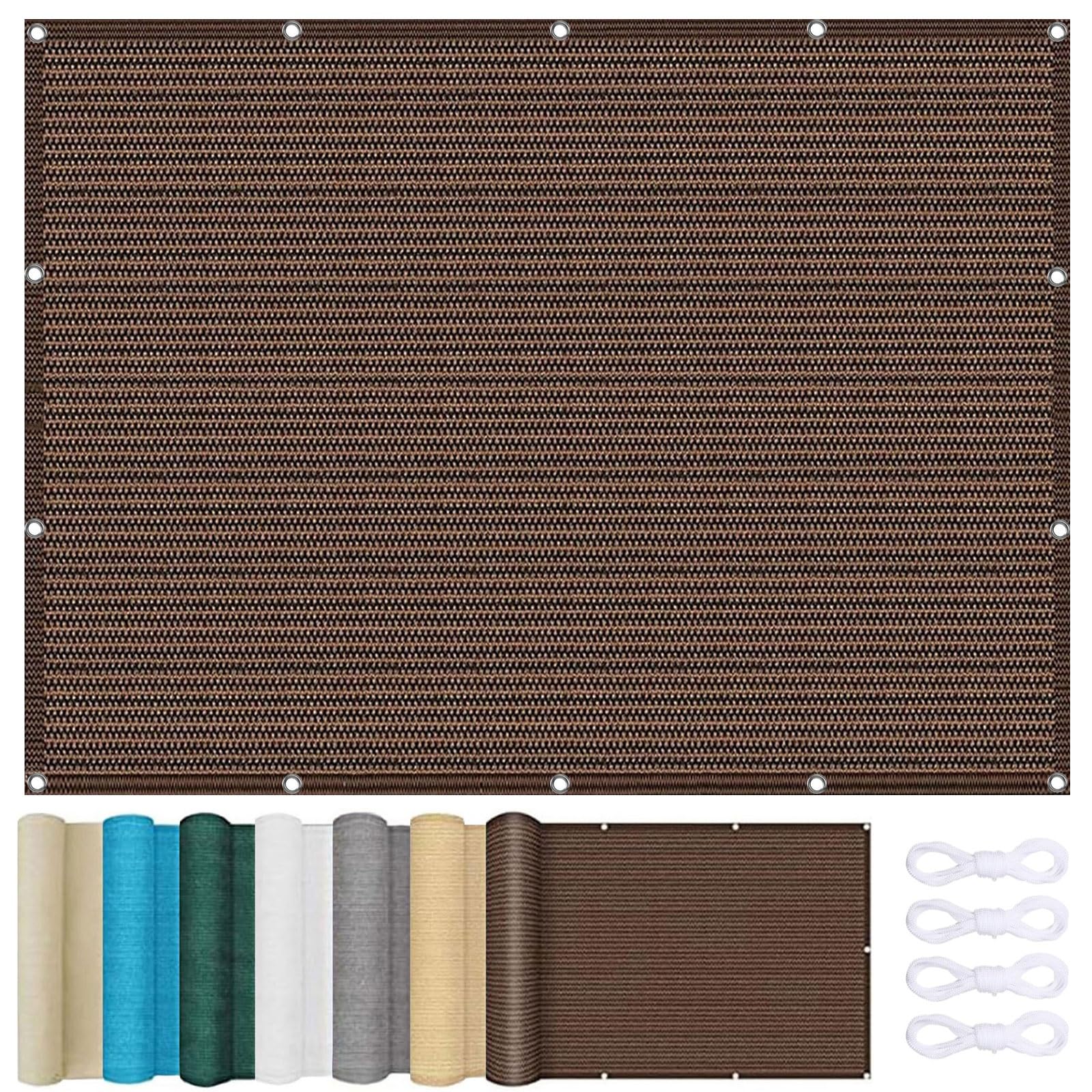 Copertura per Balcone 90 x 650 cm Protezione Della Privacy Anti-Uv Copri Ringhiera Balcone con Occhielli e Fascette per Ringhiera Protezione, Marrone