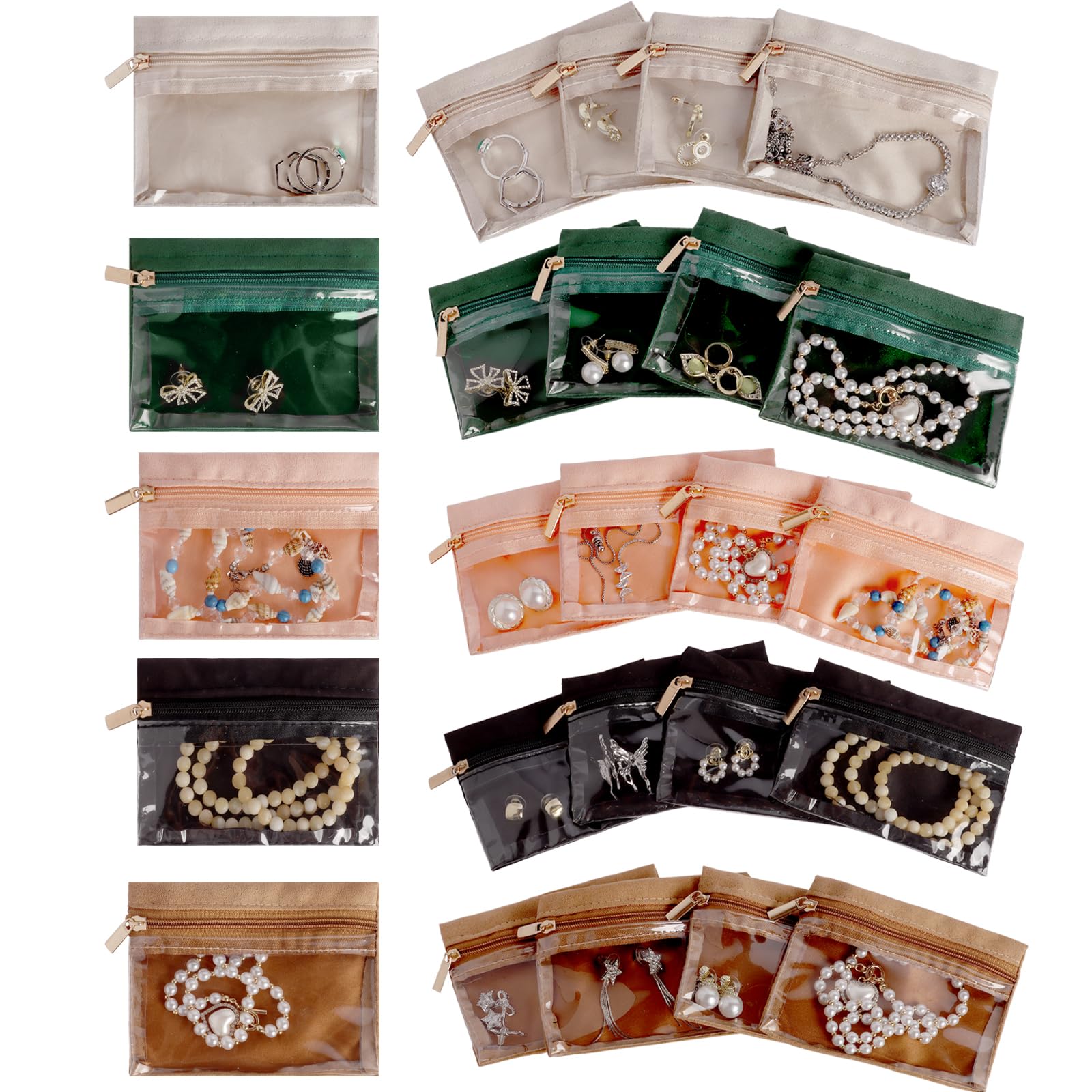 Bolsa organizadora de joyas transparente y antiarañazos para collares y anillos