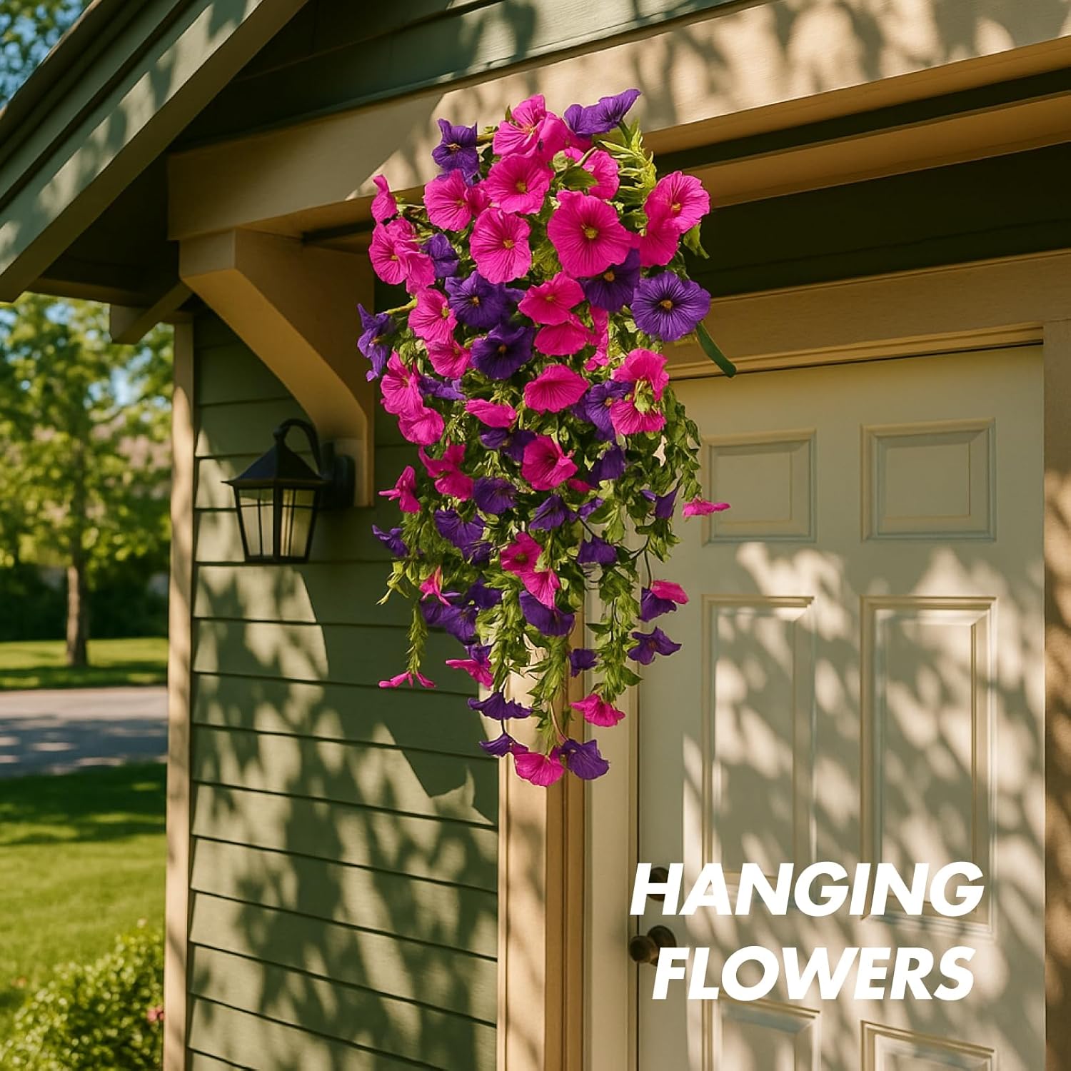 9PCS Artificial Morning Glory Vine with Eucalyptus – 30" Hanging Fake Flowers for Outdoor Decor, UV Resistant Silk Garland for Wall, Garden, Fence, Basket (Purple & Red 9Pcs) - Image 4