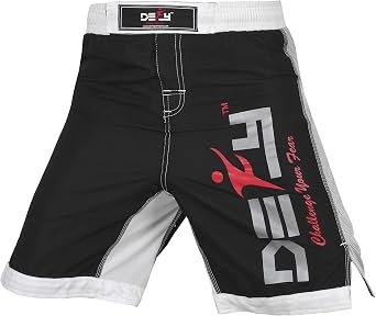 DEFY Mens Extreme MMA Fight Shorts UFC Cage Fight Grappling Muay Thai Boxing Black