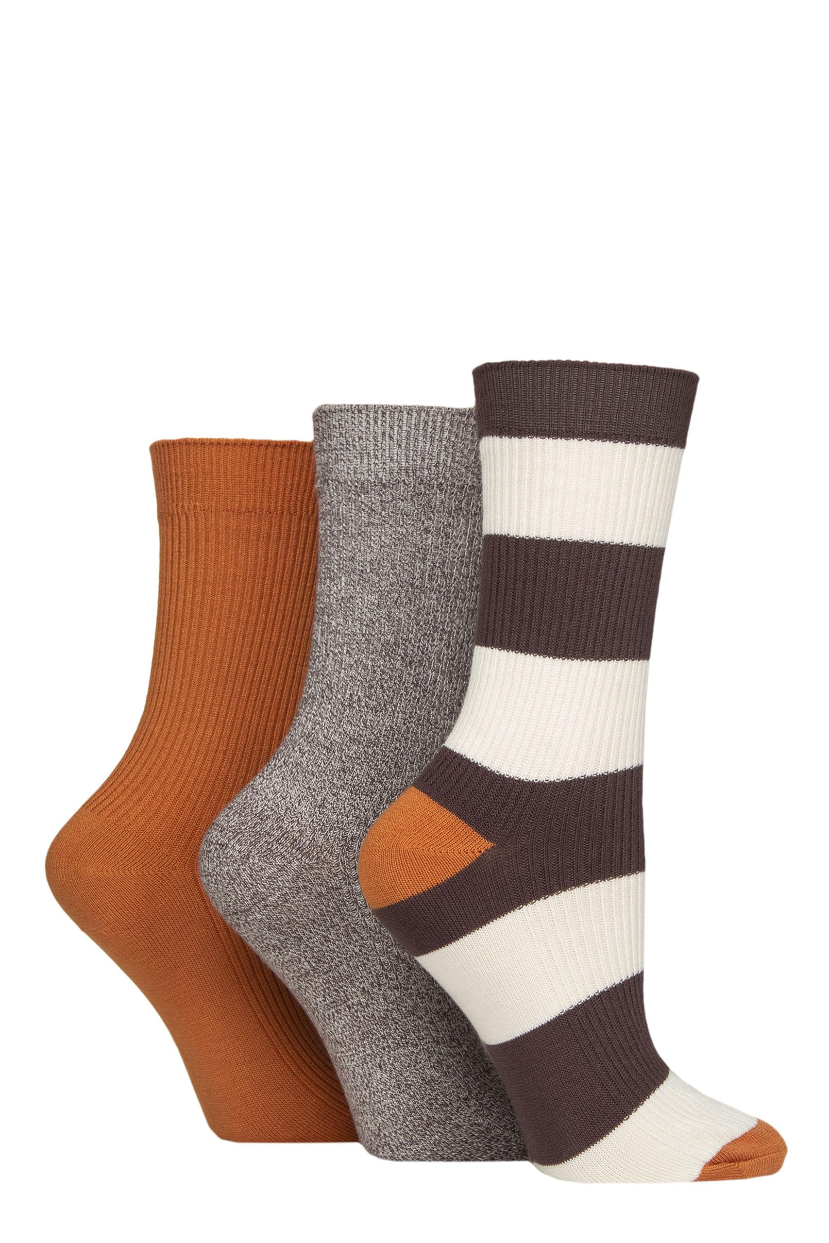 Sockshop Women's Honey Glaze Bamboo Ribbed Socks - Soft, Breathable, Cooling, Striped, Patterned, 3 Pairs, Size 4-8 (Uk, Numeric, 4, 8, Regular, Regular, )