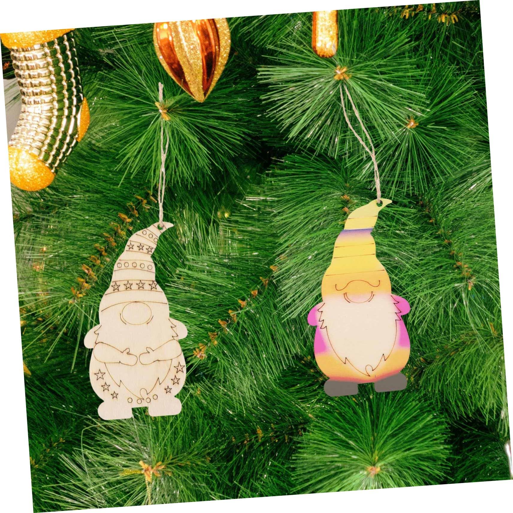 Set 40 Pezzi Decorazioni Natale Gnomi Legno in Materiale Sintetico Finitura Liscia e Lavoro Fine, per Pittura Fai da Te e Decorazione Casa