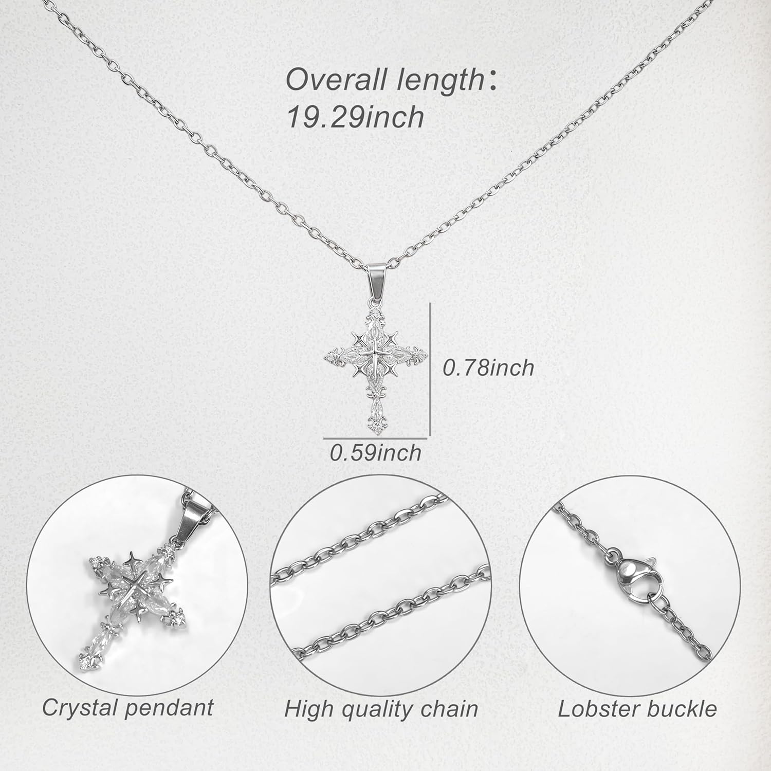 Double Cross Necklace Y2k Irregular Diamond Embedding Trend Hip Hop Fashion Retro Pendant Necklace - Image 2
