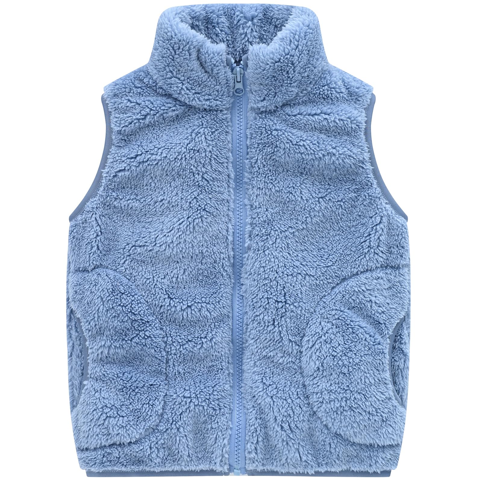 AIWUHE Toddler Boys Girls Fleece Vest Kids Polar Fleece Zipper Jacket Sleevless Fall Winter Warm Outerwear With Pockets 2-6Y