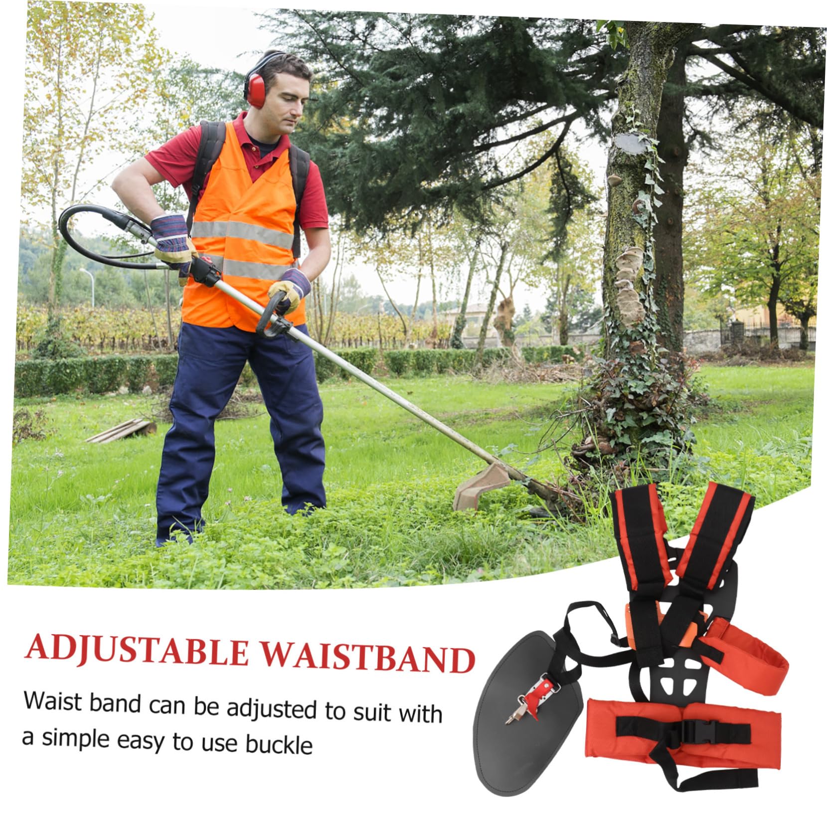 UPKOCH Harnais de Débroussailleuse à Double Épaule en Polyester, Forme W, Réglable, Ceinture et Boucles, pour Coupe-bordures, Réduit la Fatigue