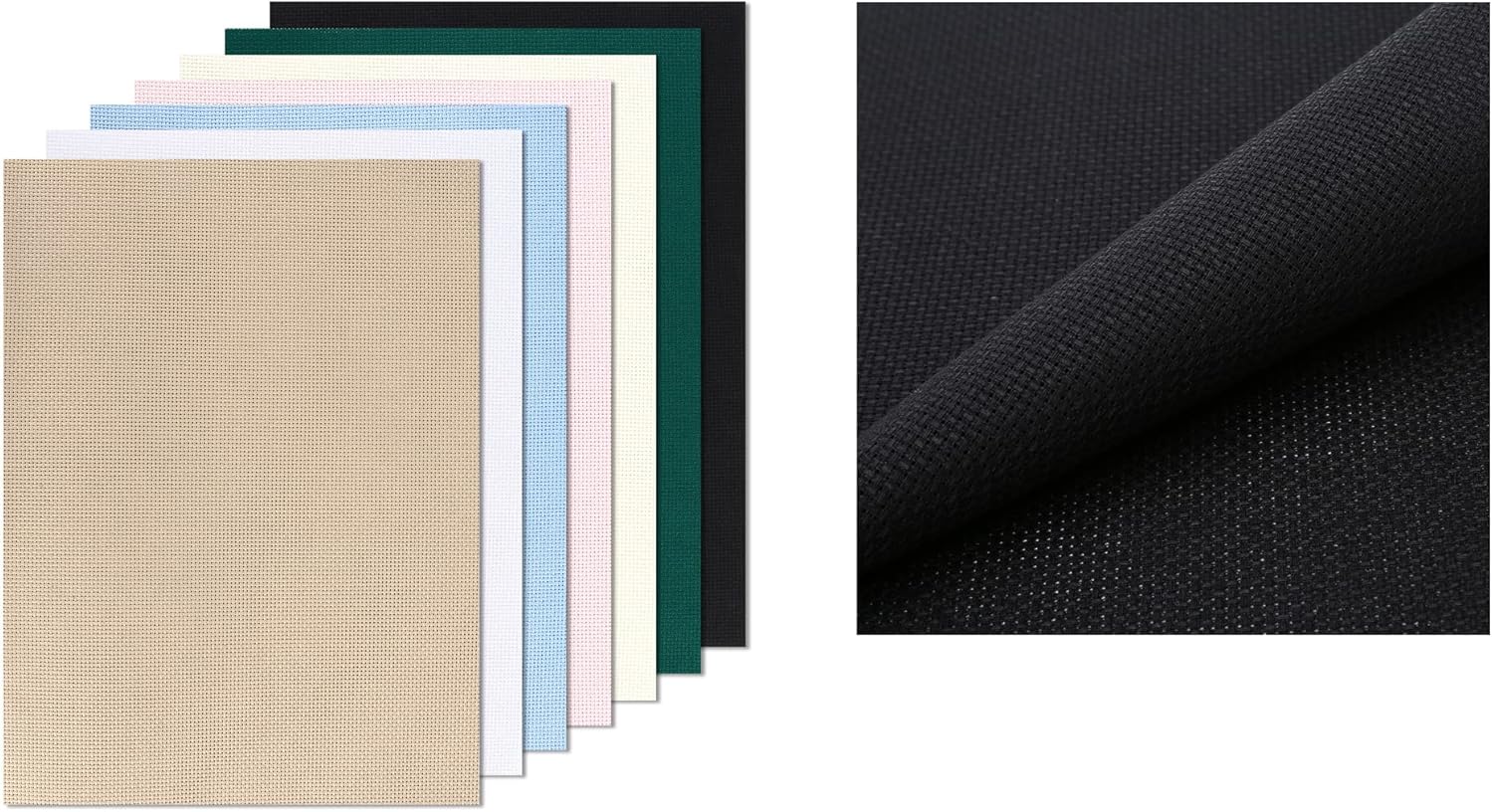 Aida Cloth 14 Count Multi Colored 12×18inch 7Pcs and Aida Cloth 18 Count 19×28inch 1Pcs