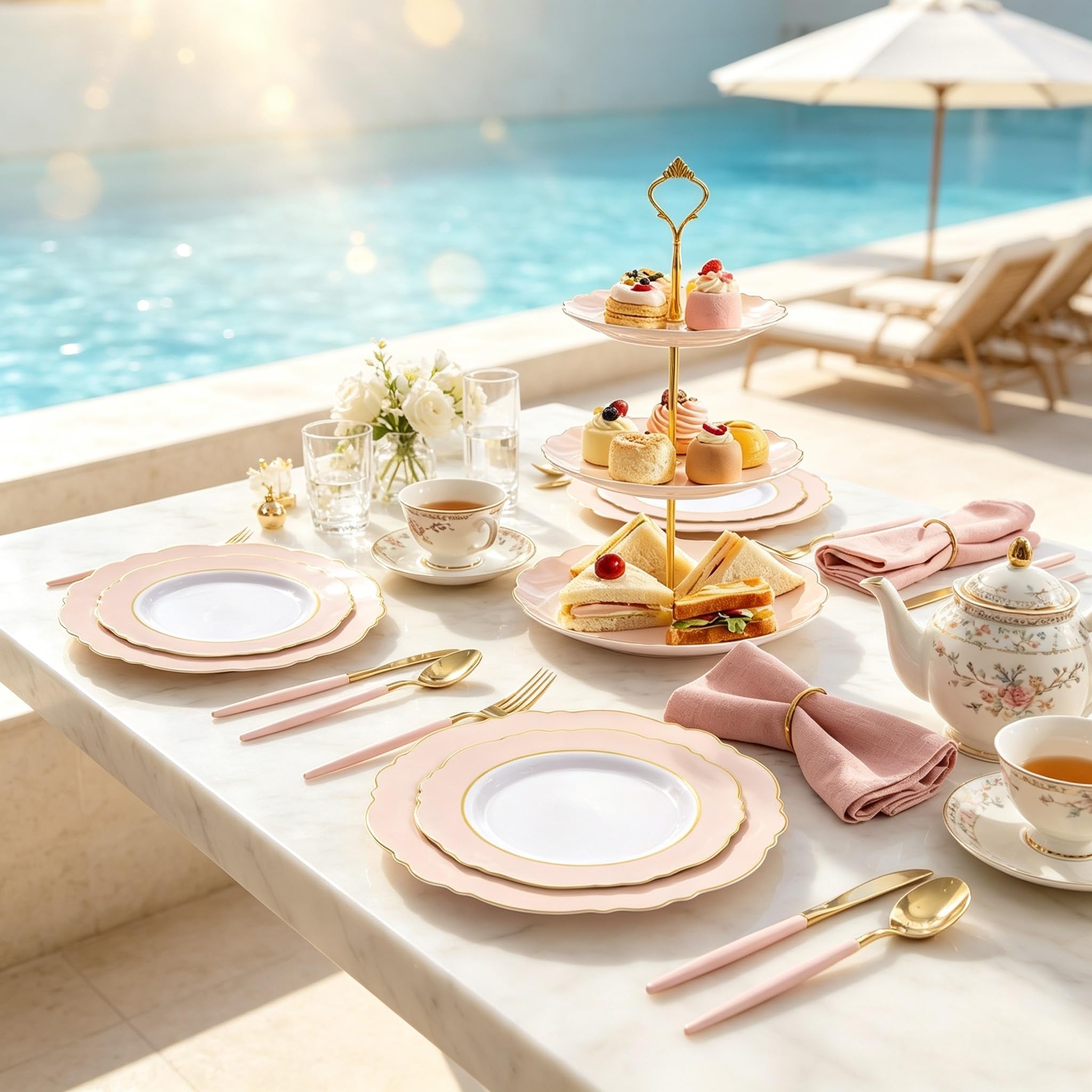 BBRICK PINK GOLD セット Amazon.com: WDF 30Guest Pink Plates Disposable - Hign-end Baroque