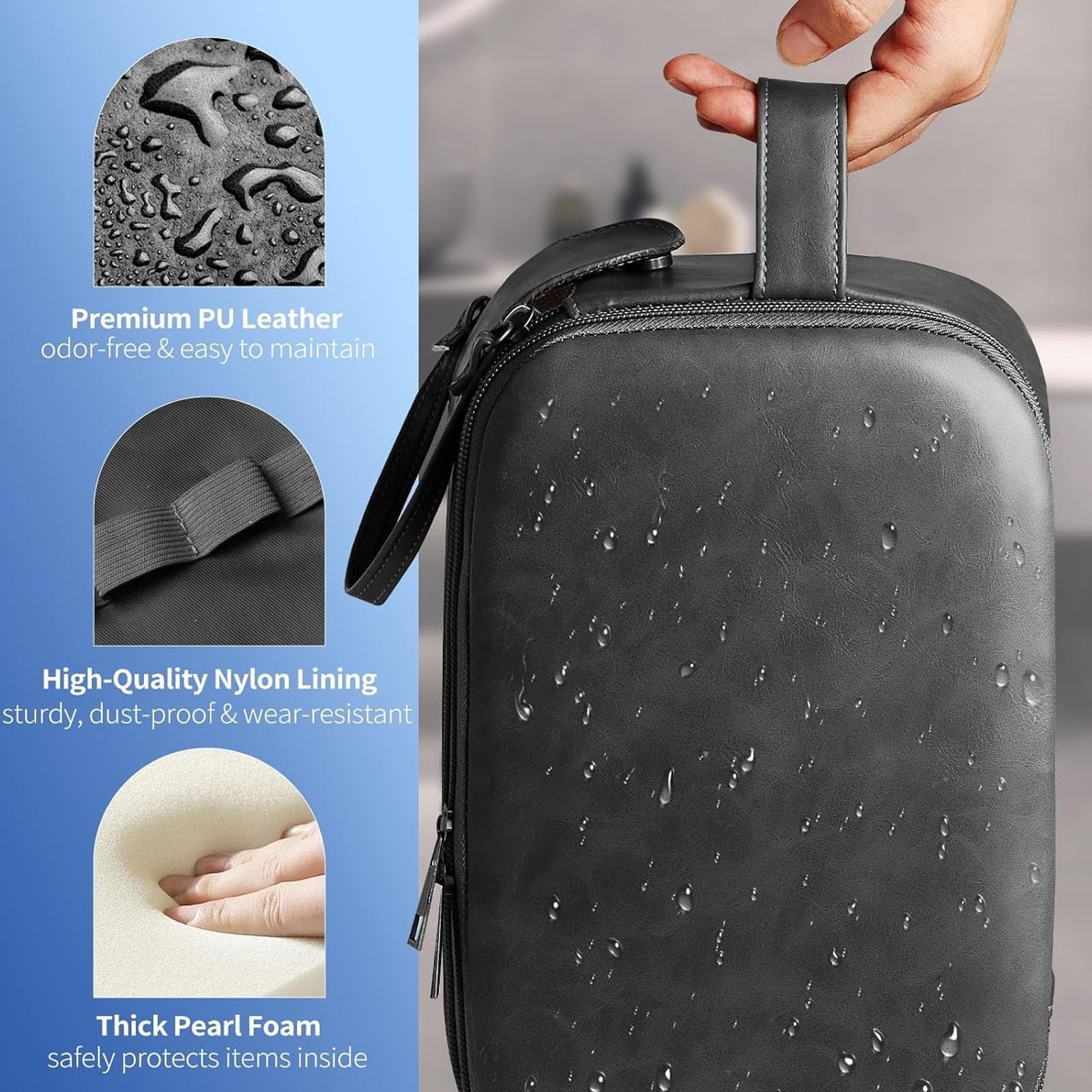 Kulturbeutel aus Leder, wasserabweisende Rasiertaschen for Herren und Damen, Badezimmerhygiene, Reise-Make-up-Tasche, Organizer, kompakte Tasche mit Griff, vielseitige Essentials for Kreuzfahrtschiffe