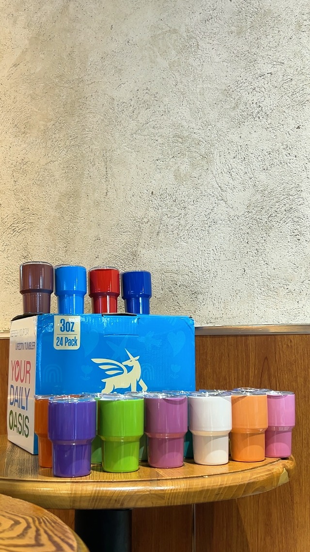 UIRZOTN 24-Pack Mini Tumblers With Lids & Straws - 3 Oz Shot Glass Sized Cups For Parties