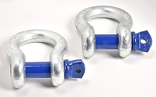 2 Pack Galvanized/Blue - Bow Shackle 7/8" inch ALFA Wheels D-Ring Rugged WLL Working Load Limit 6.5 Tons 18700 lbs-1" Screw Threaded Pin Heavy Duty Lifting Rigging Tow Recovery Anchor