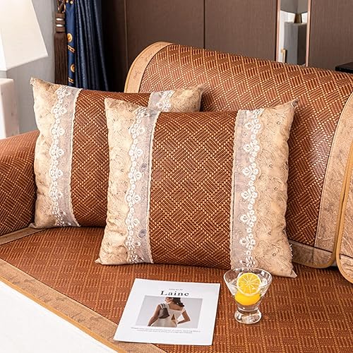 Miniatura 5 de Funda de sofá modular, transpirable, antideslizante, de verano, de ratán, protector de cojín de bambú para sofás234 asientos para perros, gatos,