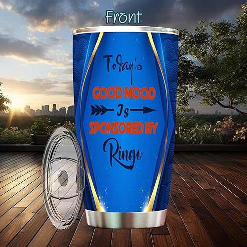 Miniatura 2 de Ringo - Vaso de acero inoxidable de 20 onzas con tapa, amante de Ringo, decoración de fiesta de Ringo, regalos para hombres y mujeres