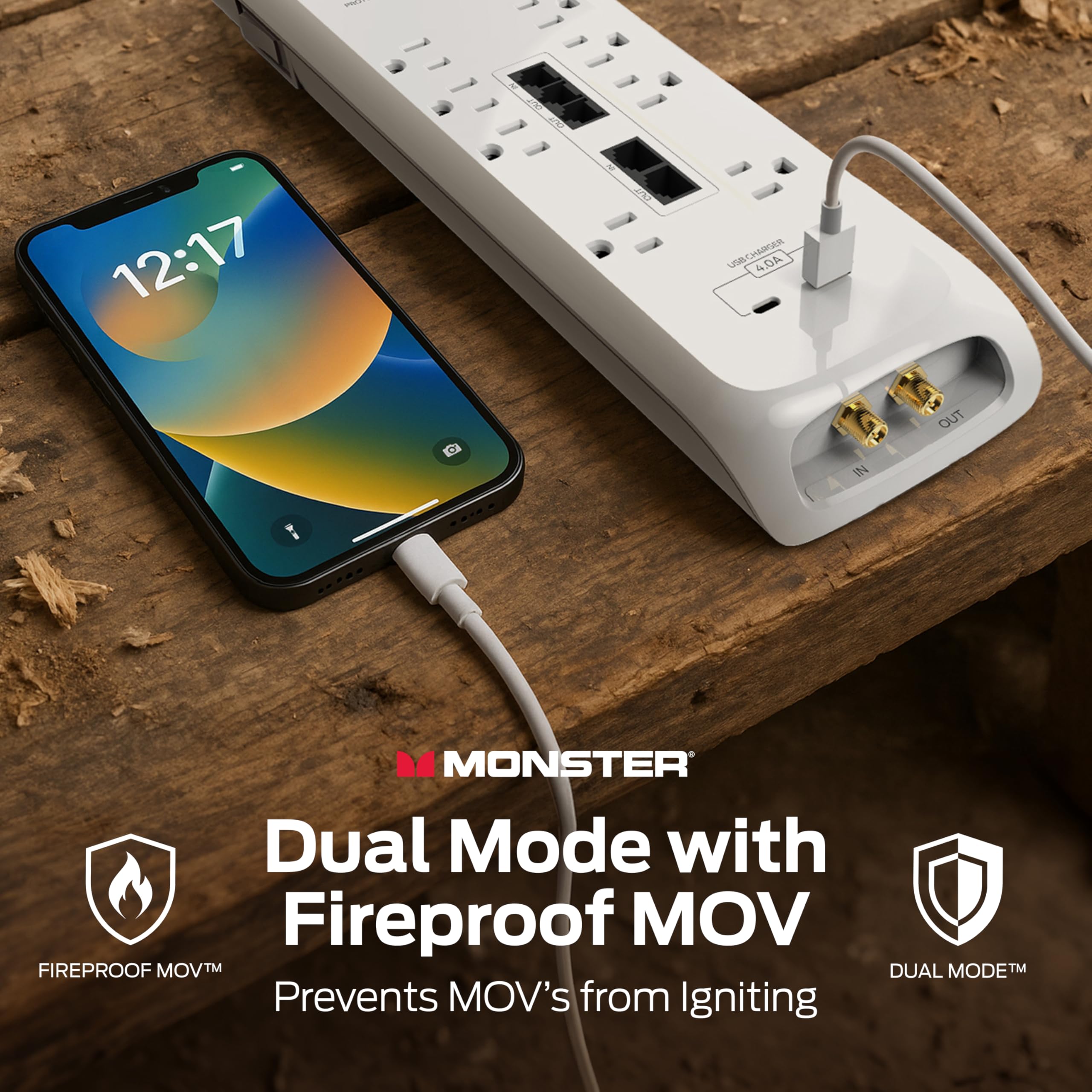 Amazon.com: Monster White Heavy Duty Surge Protector Power Strip 6