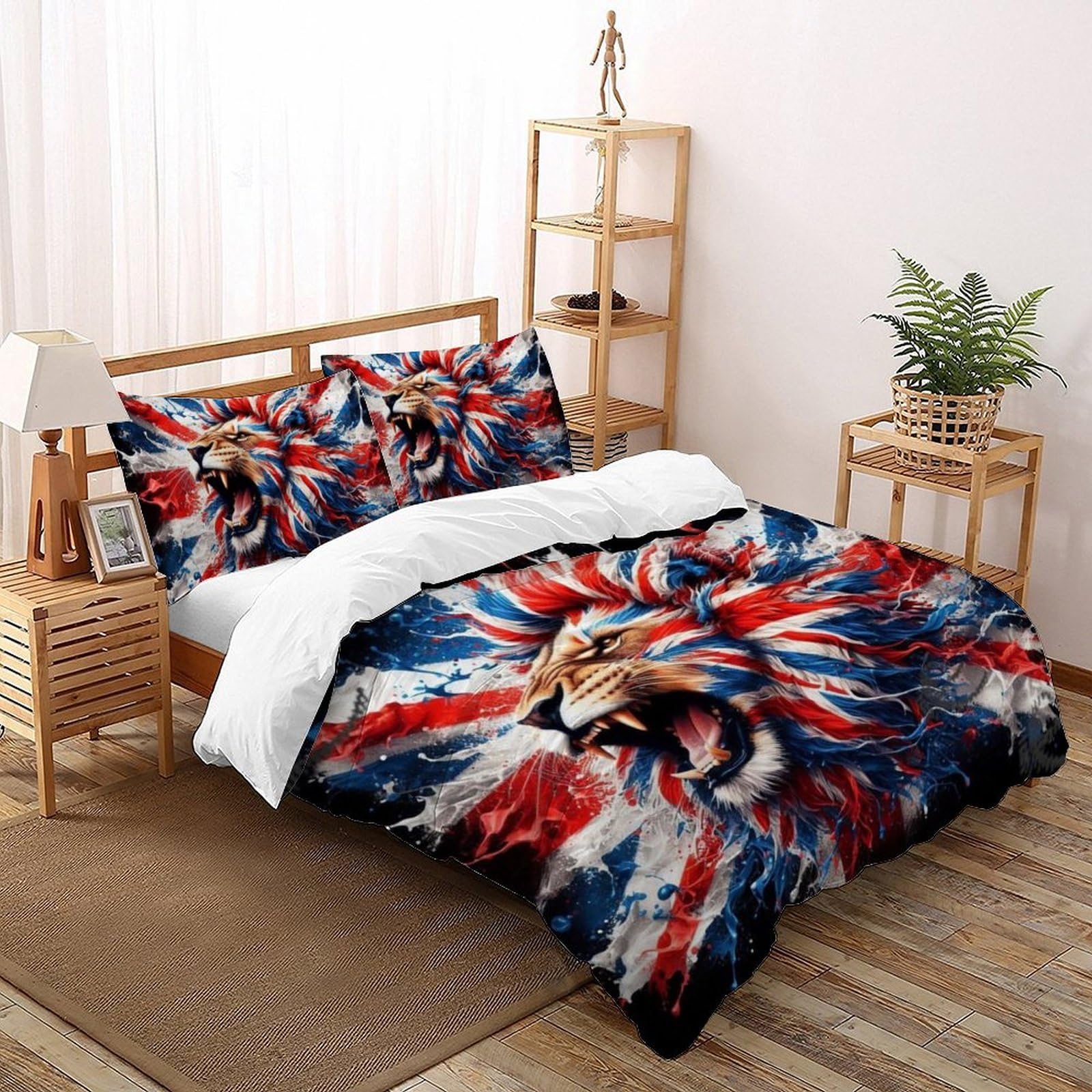 Housse de couette enfant 3D 200x200 cm avec 2 taies d'oreiller pour lit double