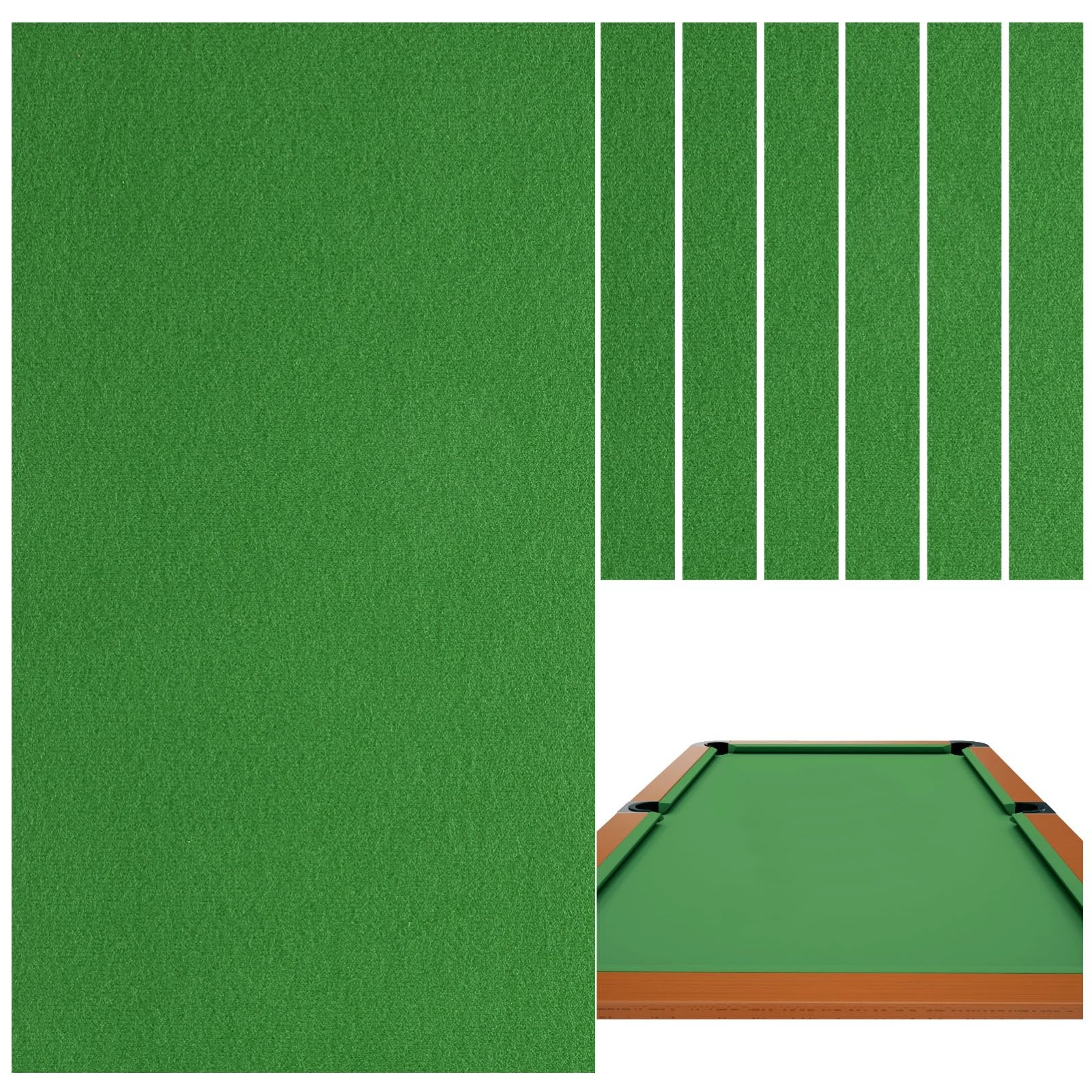 Professional Pool Table Felt, 8FT Billiard Pool Table Cloth,Polyester Felt Replacement Kit,Snooker Accessories with Cushion Cloth Strips for Club, Game Rooms,Home