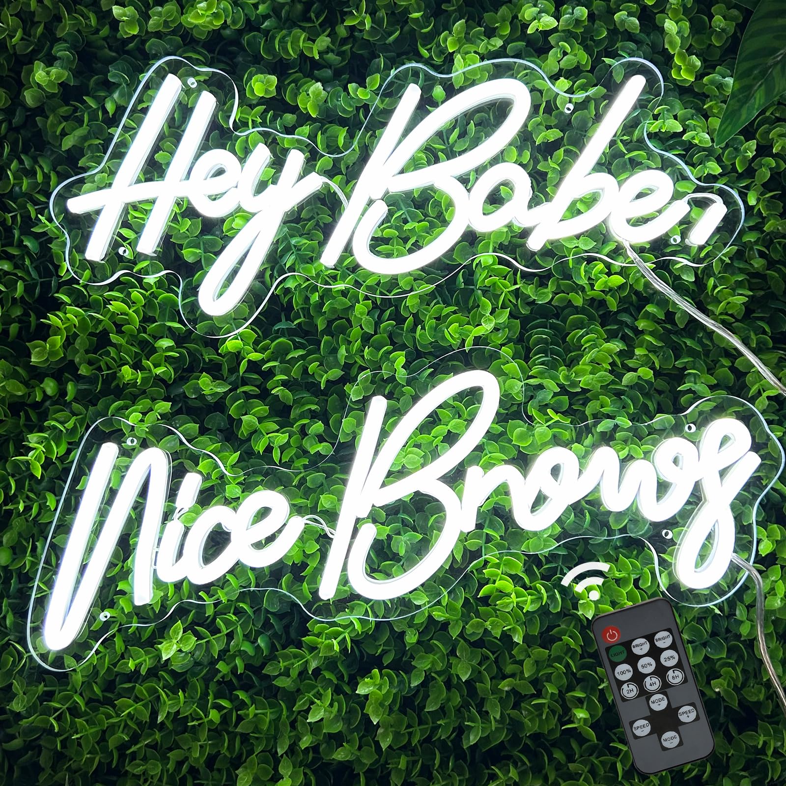 Hey Babe Nice Brows Neon Sign, Brows LED Sign, Beauty Salon Bar Light Up Neon Light, Business Makeup Studio Aesthetic Room Bedroom Wall Decor Hanging Decoration, Browsmaker Led Signage