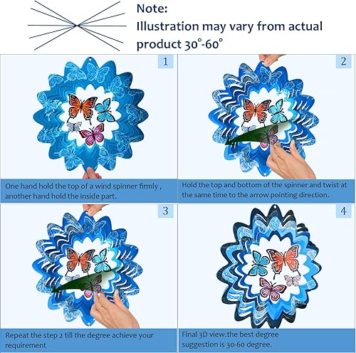 Miniatura 7 de Campanillas de viento de mariposa de 33 pulgadas para exteriores  Carillón de viento conmemorativo de condolencias de tono profundo con giratorio
