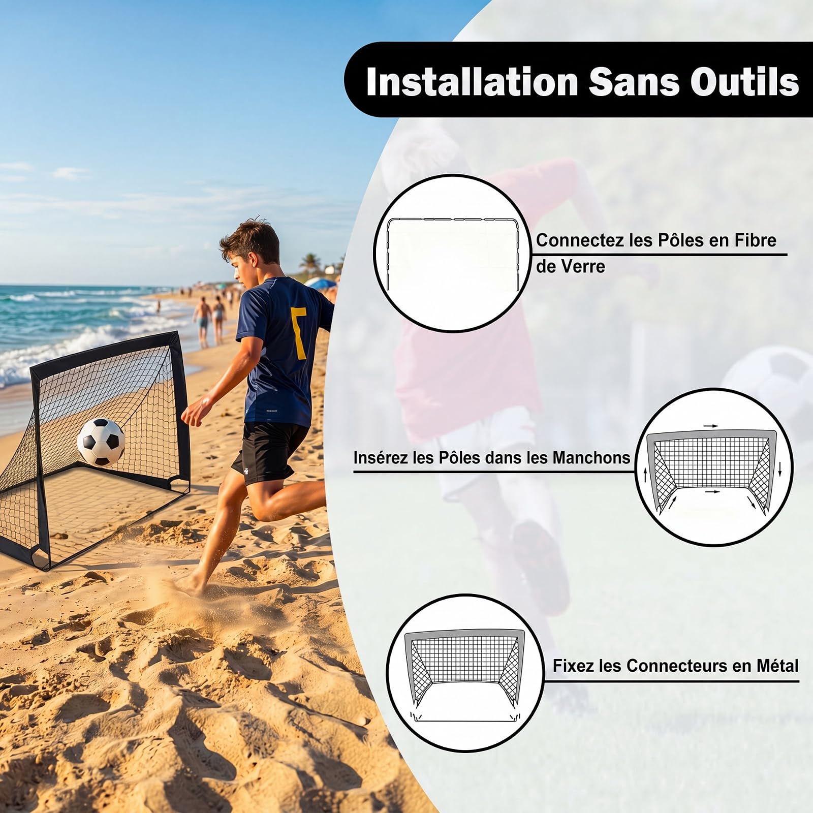 COSTWAY Lot de 2 Cages de Foot Portable Pop-up