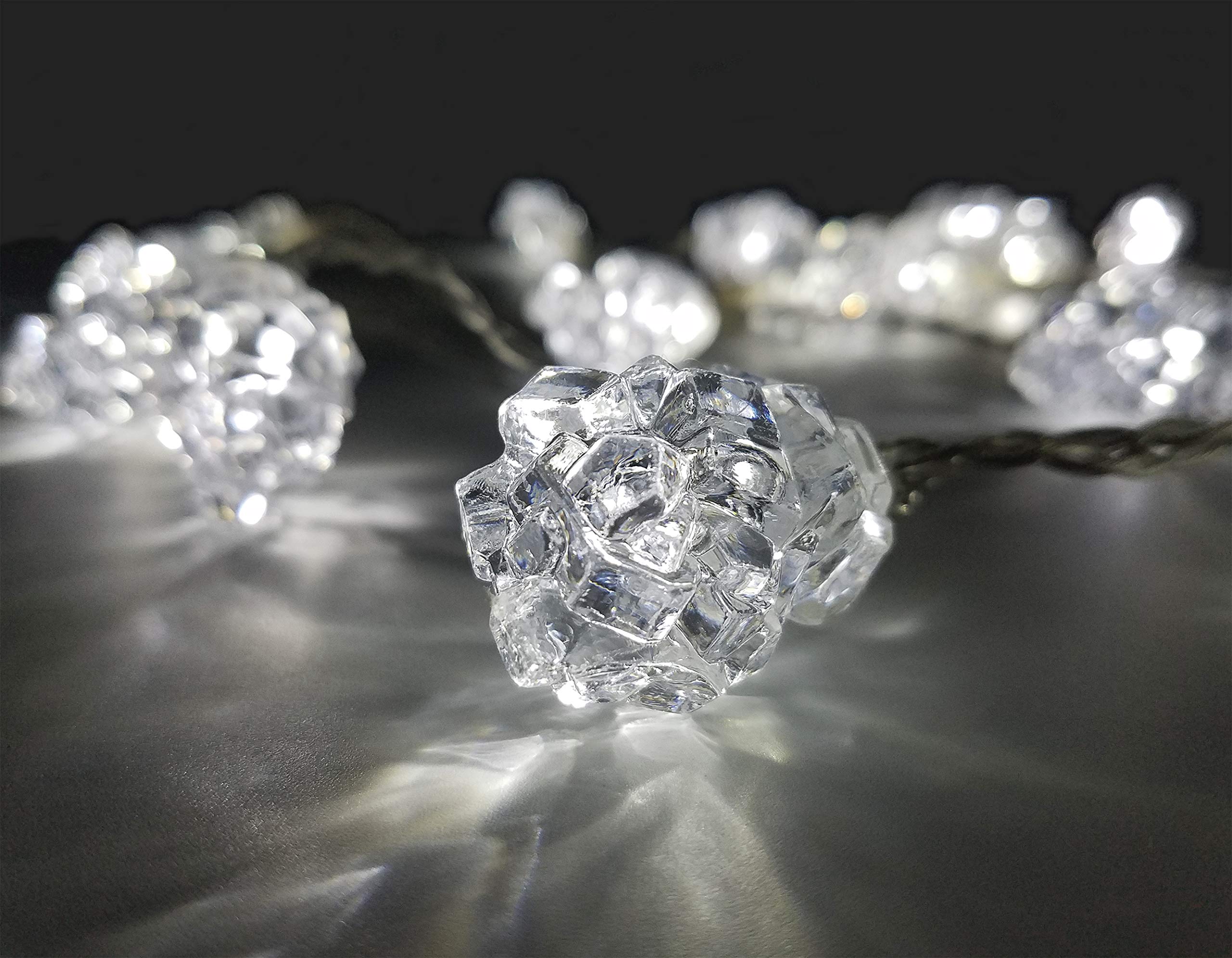 FluxTechIce Rock 20 x Dual Colour LED Lights by Santa’s Factory – Multi-Function Effect – Timer Function - Battery Operated