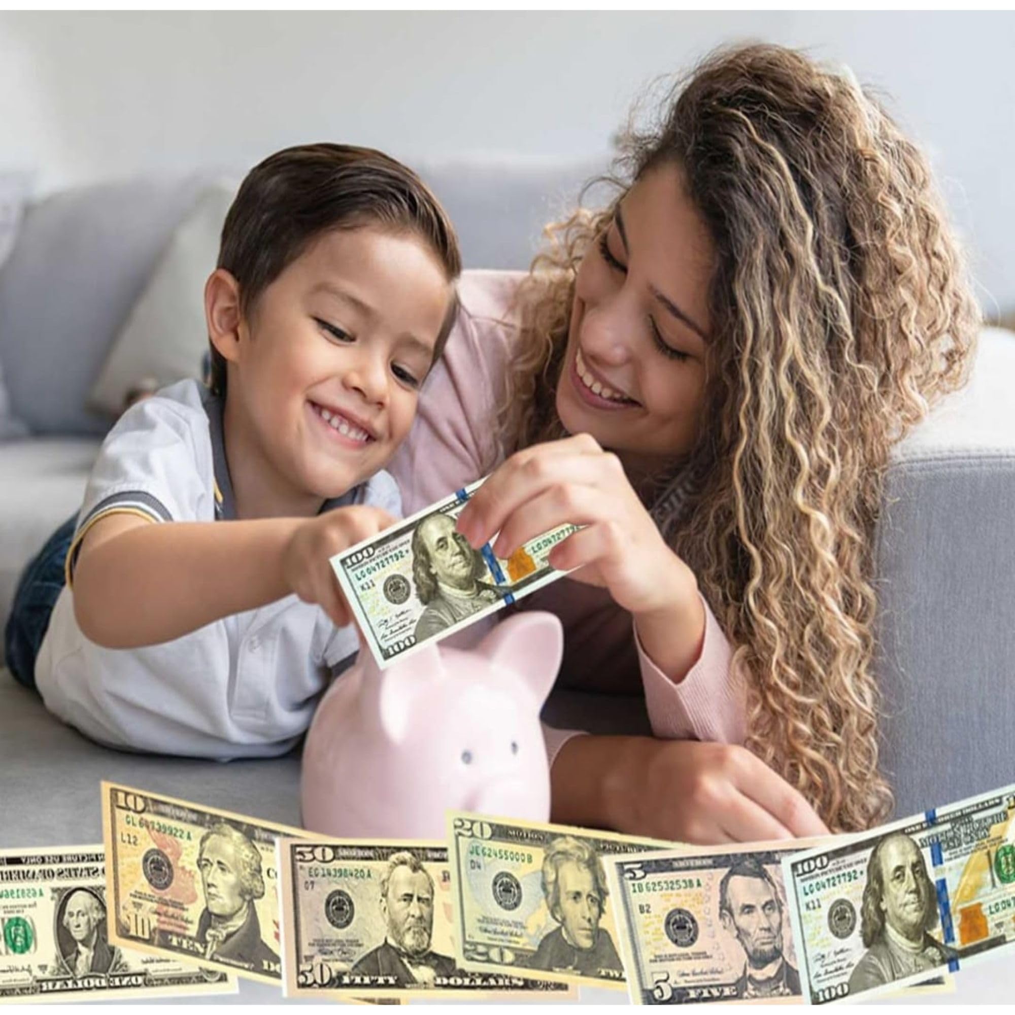 CHUNLINLAODA 140 Pcs Prop Money, Fake Notes, Toy Money, Kids Toy, Dollar Bills, Children Dollars Items, For Movies, Advertising, Play, Birthday Party