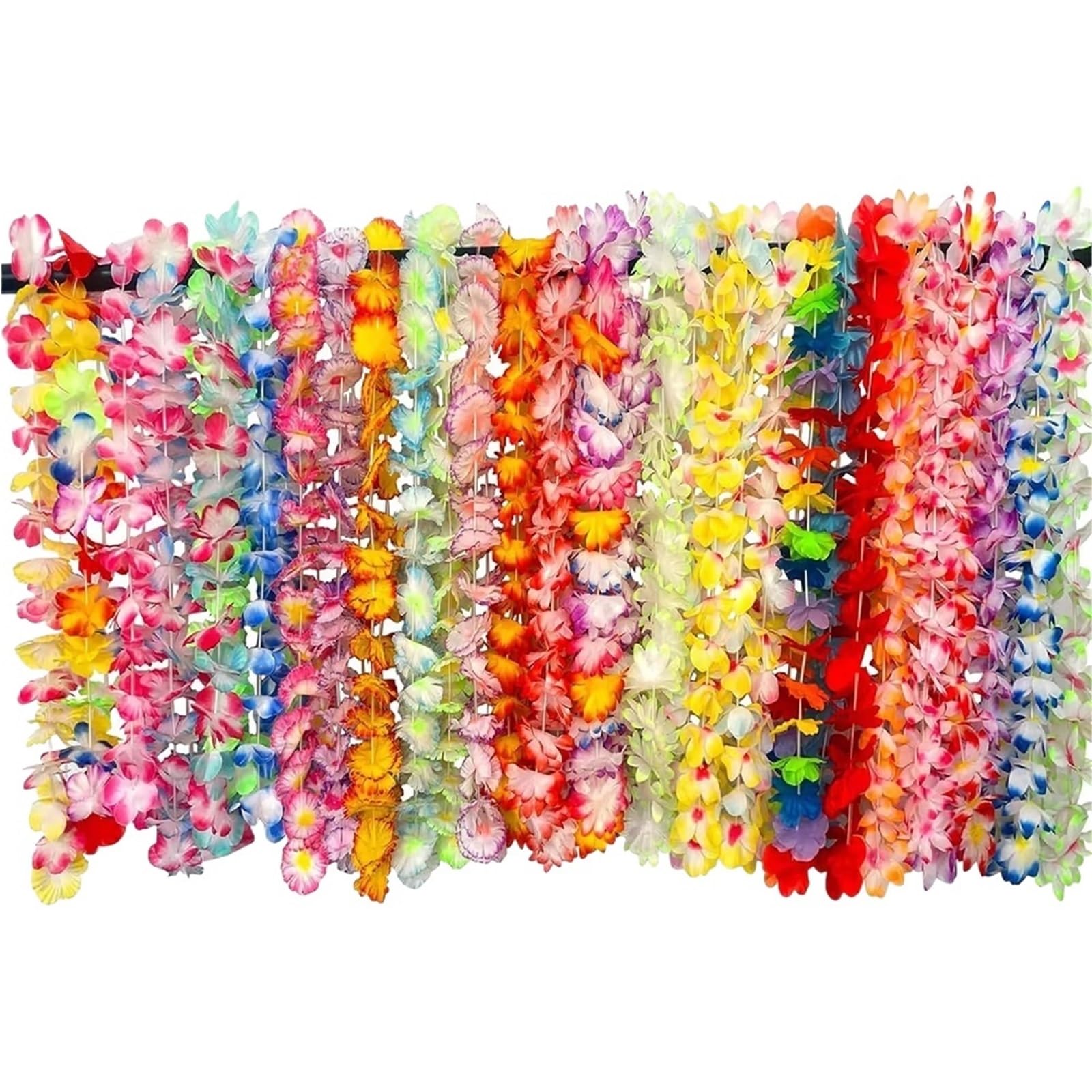 Hawajskie kwiatowe girlandy, Hawajska impreza Leis Mieszany zwrotnik Kwiatowy dekolt Letnia plaża Hula Dance Decor Supp 24/36szt(36pcs(mixed))