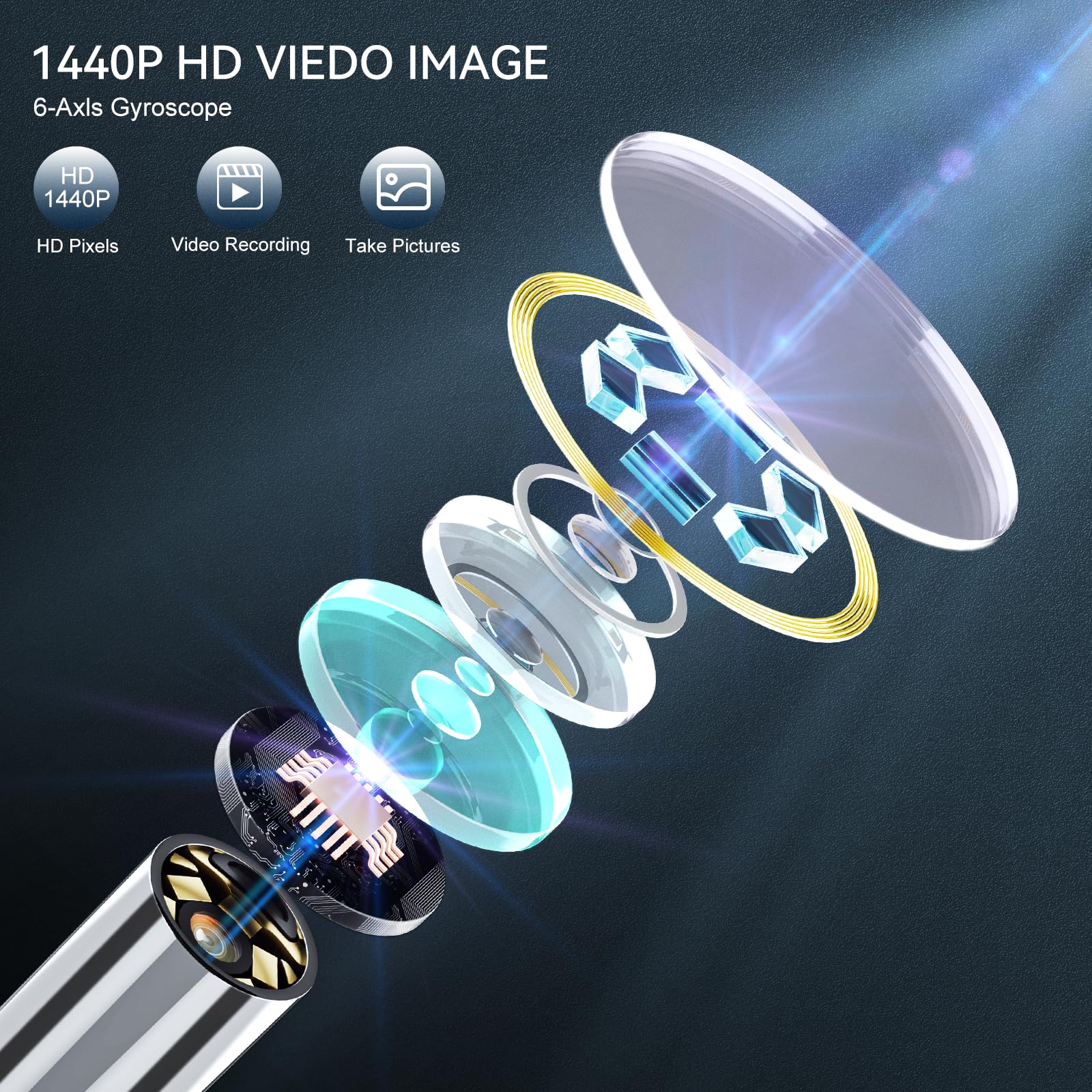 ZUPORA Ear Wax Removal, Ear Camera with 1440P HD, Ear Cleaner with Camera Built-in WiFi, Earwax Removal Kit with 6 Ear Pick, Otoscope with Lights, Ear Cleaning Kit for Android and iOS (Black)