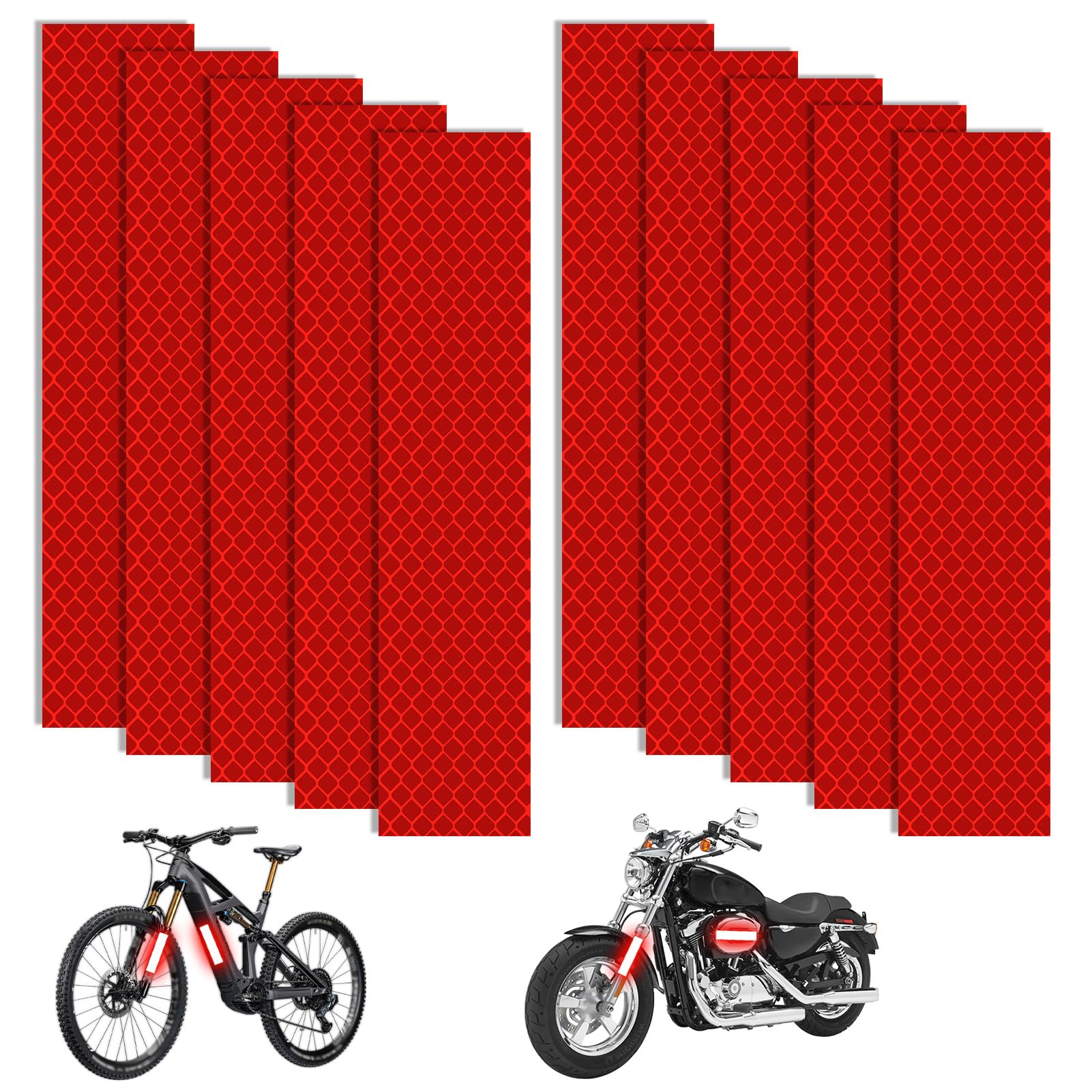 10PCS Reflective Stickers, 15 X 3 cm Diamond Grade Warning Reflective Stickers High Visibility Nighttime Safety Waterproof Self-Adhesive Decals for Motorcycle Vehicle Car Bike Helmet Hard Hat