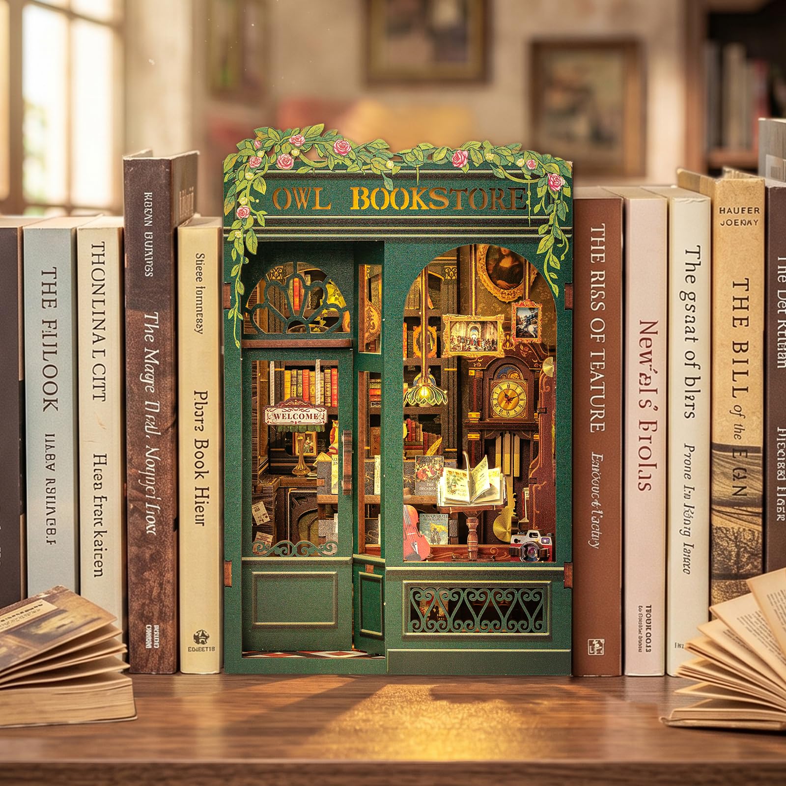 Cutefun Book Nook – 3D-Holzpuzzle für Erwachsene, 139-teiliges Miniatur-Haus Bausatz, DIY Bücherregal-Deko, 3D Puzzle, Geschenk für Frauen, Teenager & Buchliebhaber – OWL Bookstore
