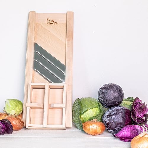 Traditional Wooden Cabbage Shredder Slicer with Hand Guard
