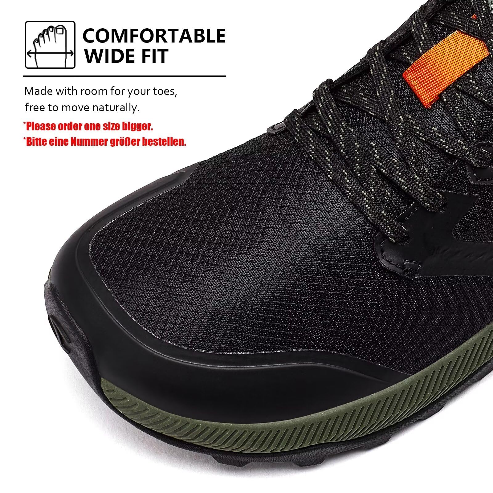 HOBIBEAR Chaussures de trail pour homme | Chaussures de trail | Trekking | Hiking | Bout large | Baskets antidérapantes