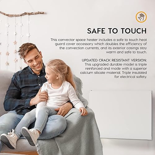 Miniatura 7 de EconoHome Panel calefactor de pared con protector de calor - Calentador de convección a prueba de salpicaduras de 250 vatios con termostato - Ideal