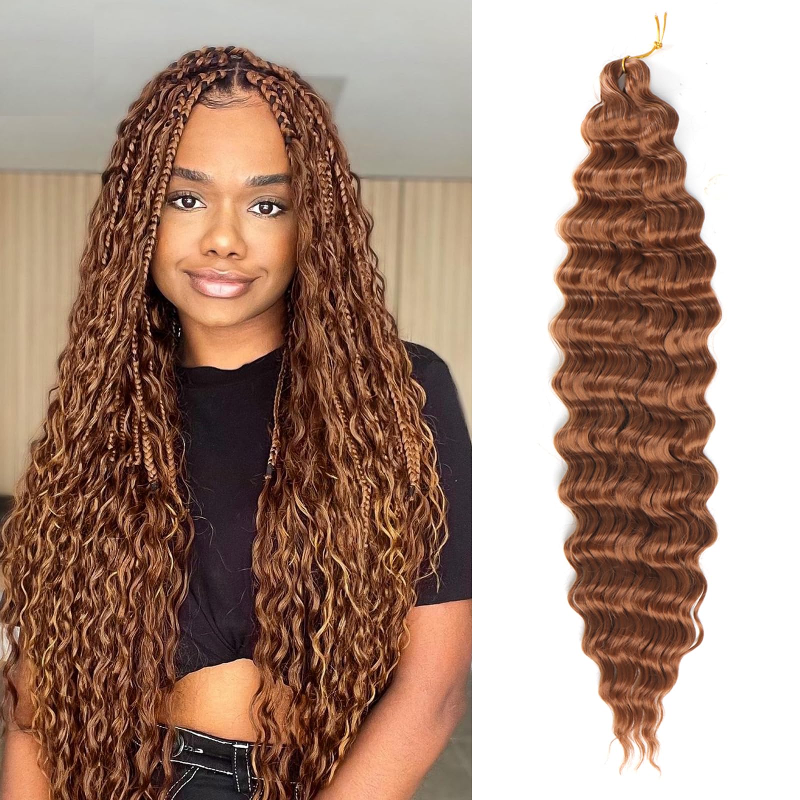 Ocean Wave Crochet Hair 22 Inch Deep Wave Crochet Hair Curly Braiding Hair Extensions Crochet Hair For Black Women 1b 22 Inch - View #12