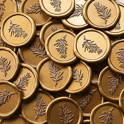 UNIQOOO Calcomanías de sello de cera Calcomanías de sello de invitación de boda, calcomanías doradas autoadhesivas para el día de San Valentín,