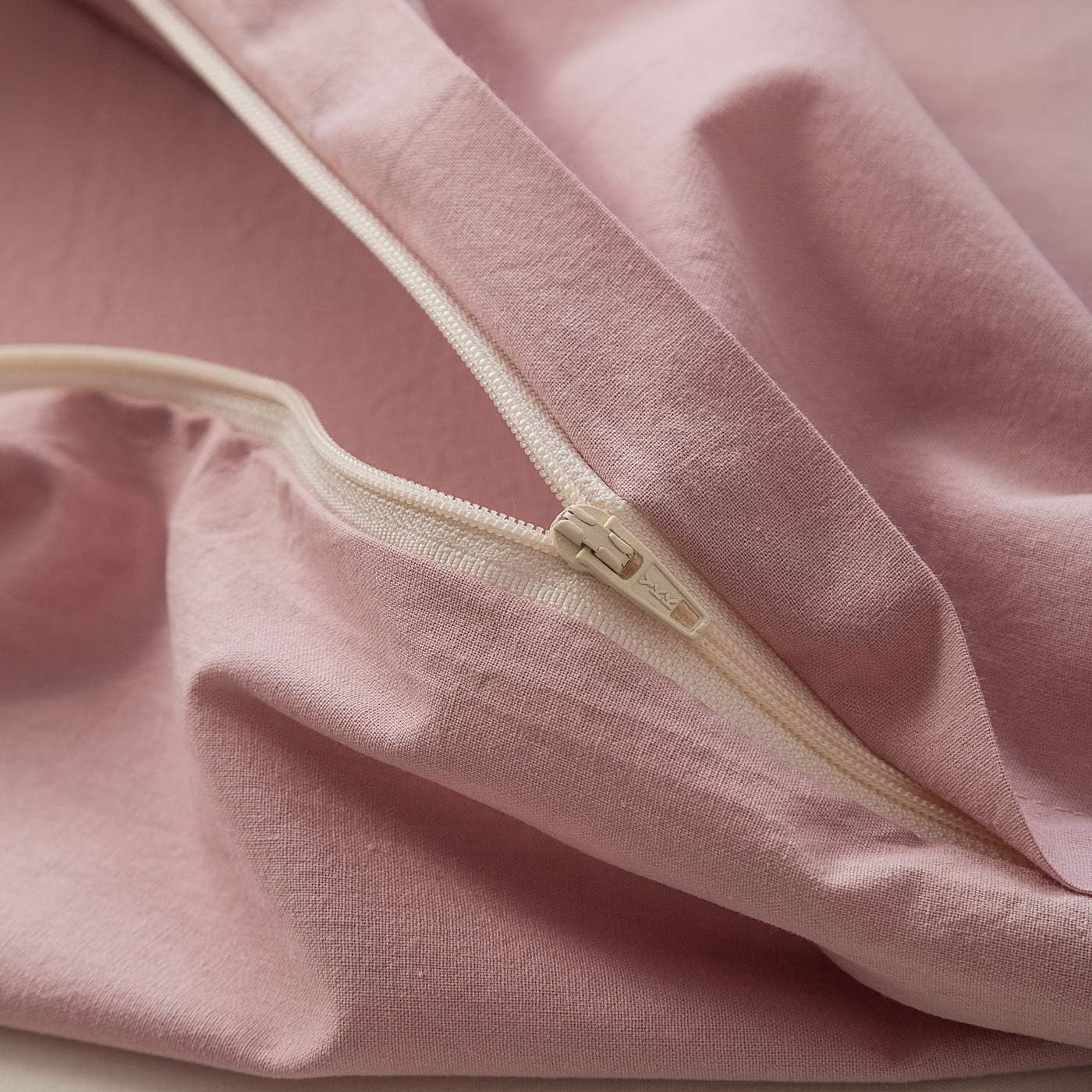 Frее Shірріng оƒƒеr YuHeGuoJi 100% Washed Cotton Duvet Cover Set Queen Size Pink Bedding 3 Pcs Set 1 Farmhouse Blush Pink Comforter Cover with Zipper 2 Pillowcases Natural Wrinkled Hotel Quality Soft Breathable Durable
