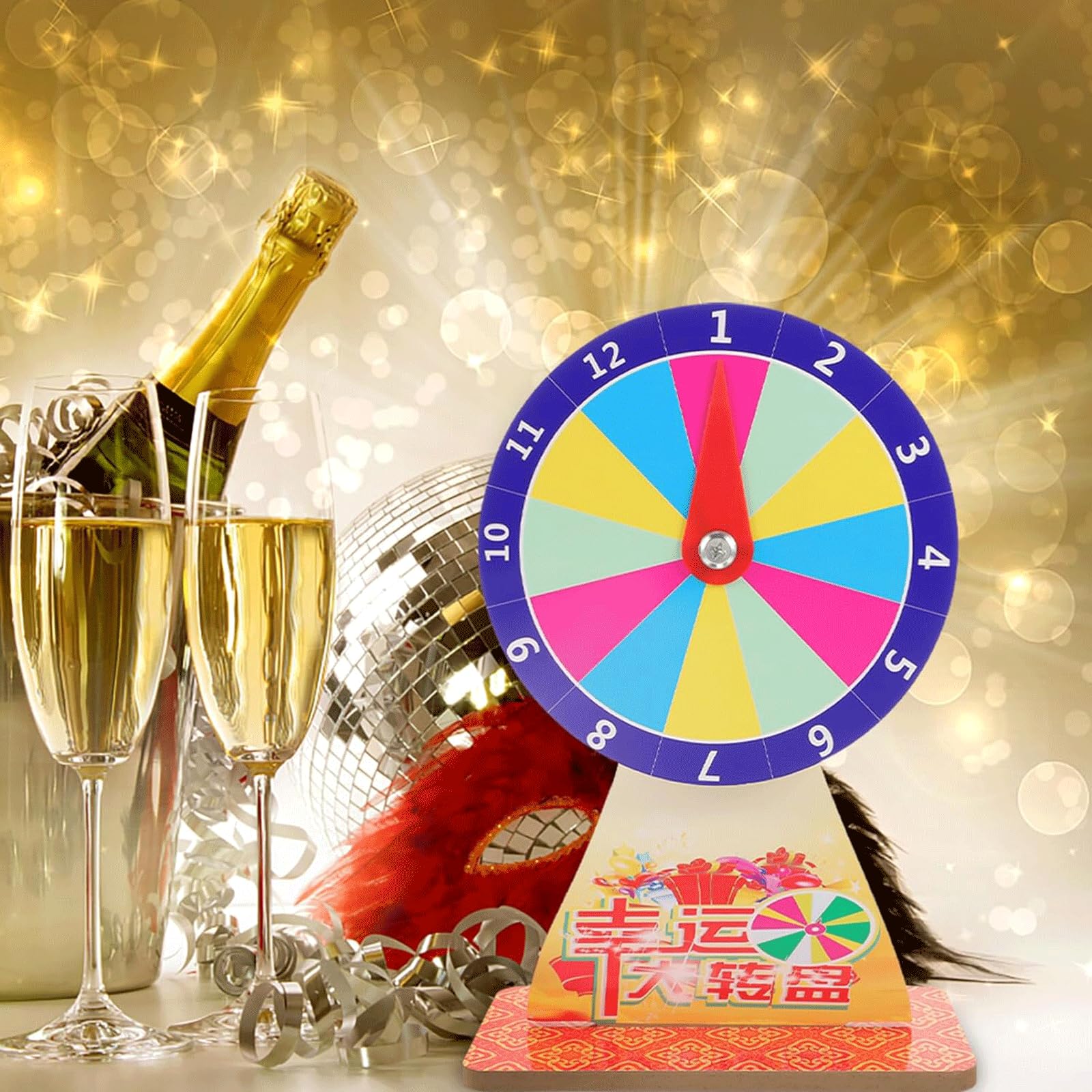 Ruota dei premi Ruota dei premi da tavolo con 12 slot Ruota dei premi cancellabile a secco con supporto Ruota modificabile per giochi di fortuna Casinò Fiera Festa di Natale Ruota della fortuna